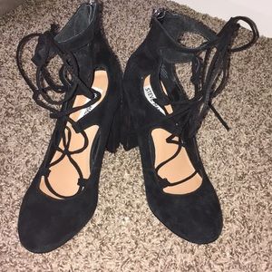 Black lace up heels